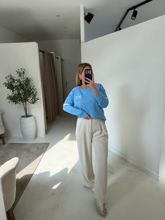 Sweat bleu détails éponge « amour toujours so dress » - Pulls, gilets & sweats | Sodress