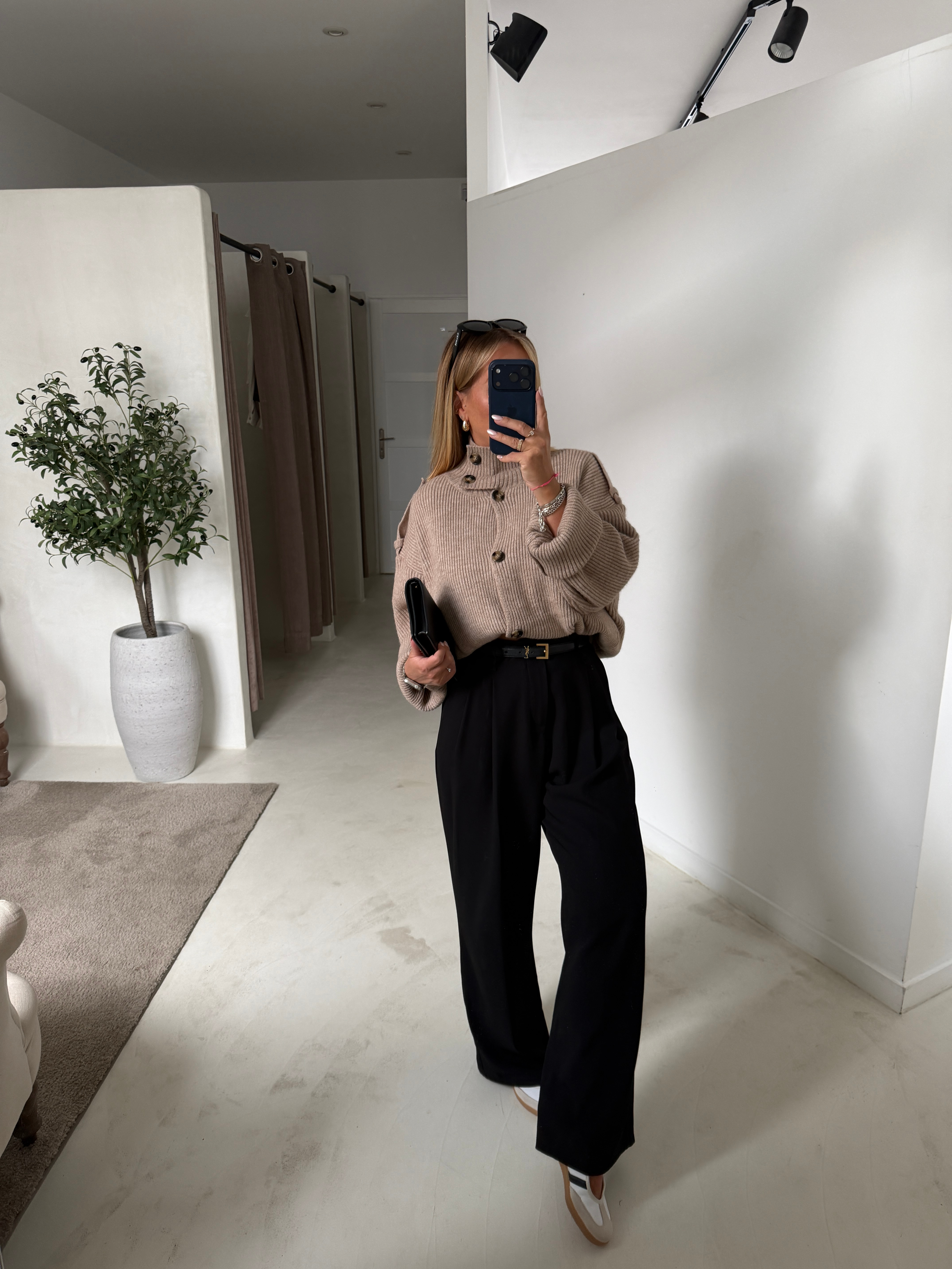 Gilet oversize côtelé taupe — vue 2