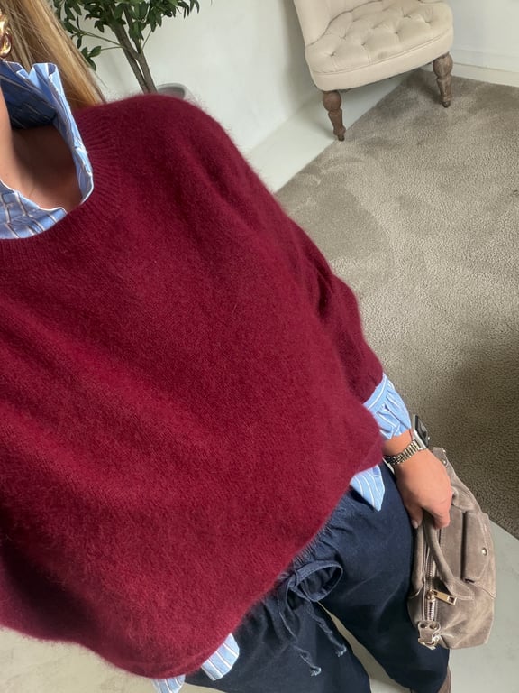 Pull manches courtes bordeaux — vue alternative