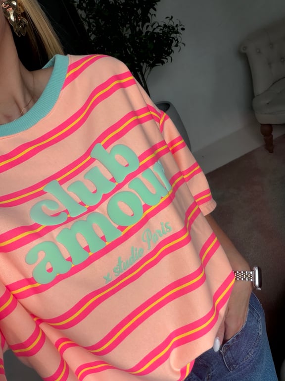 T-shirt saumon et rose « Club amour » — vue alternative
