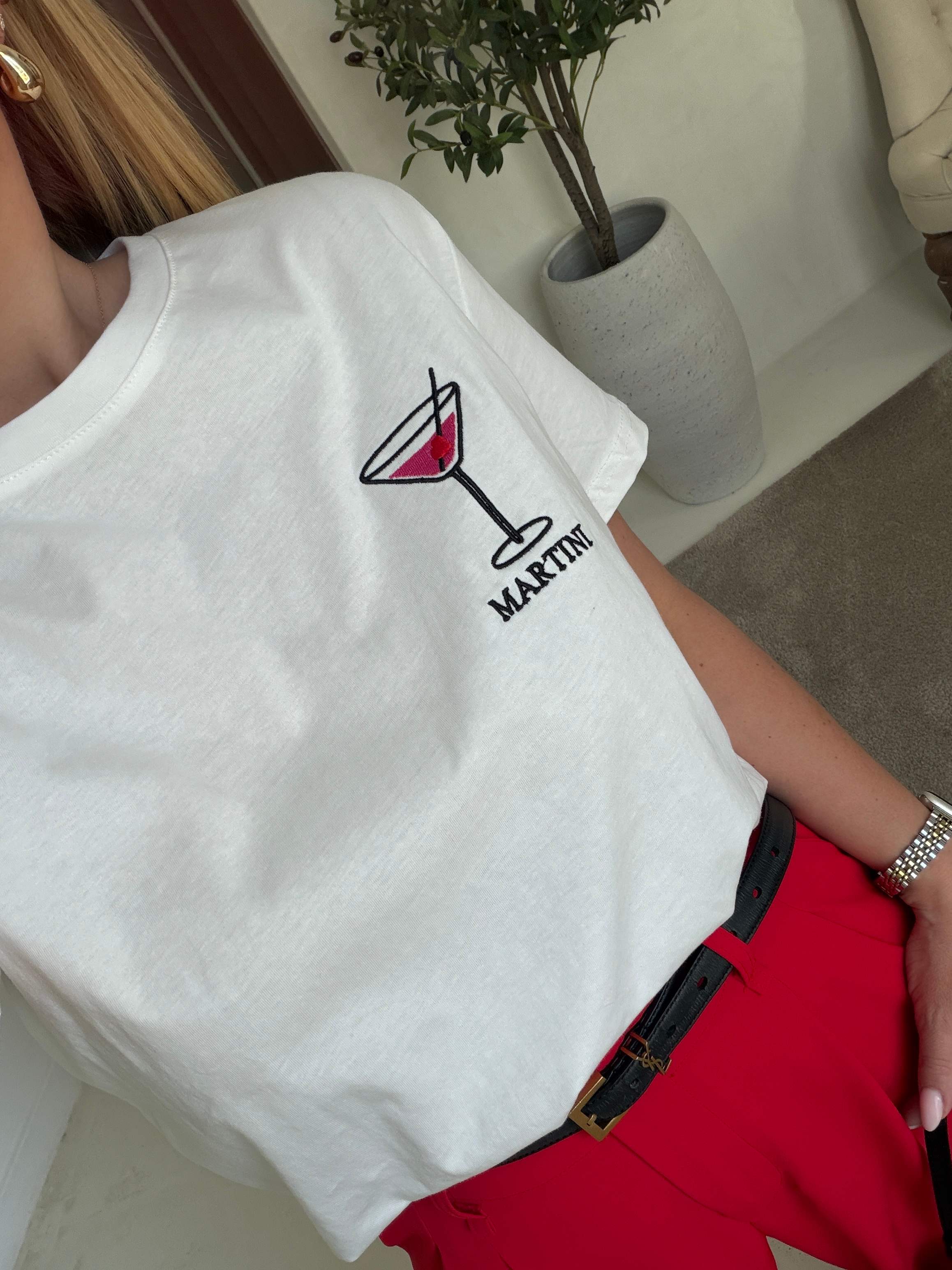 T-shirt blanc avec broderie « martini » — vue 2