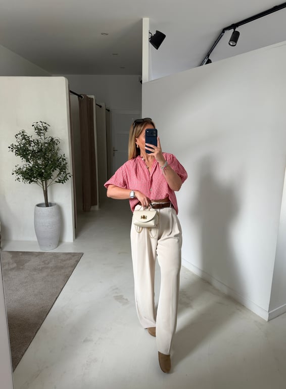 Blouse manches courtes à carreaux