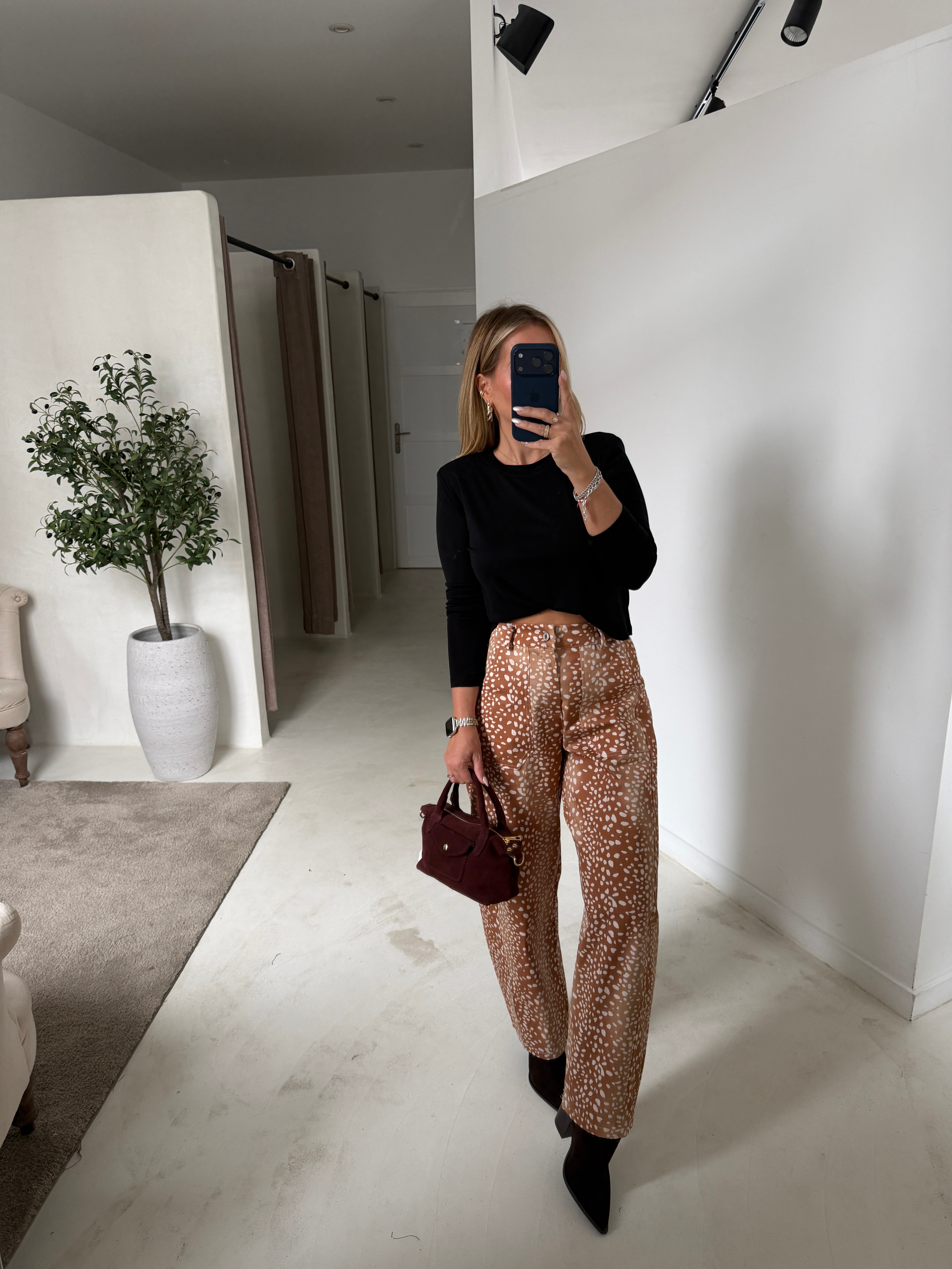Pantalon barrel biche camel — vue 2