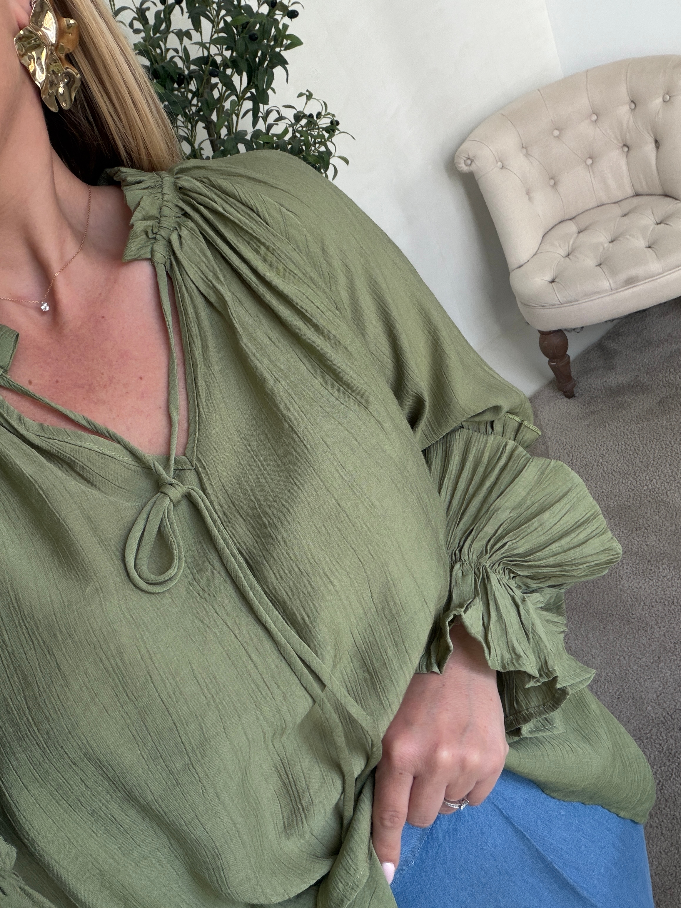Blouse vert sauge — vue 3