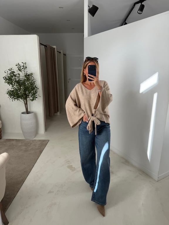 Pull chauve-souris beige