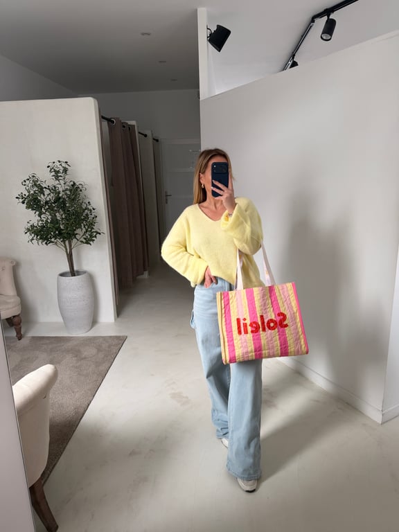 Pull jaune col V - Pulls, gilets & sweats | Sodress