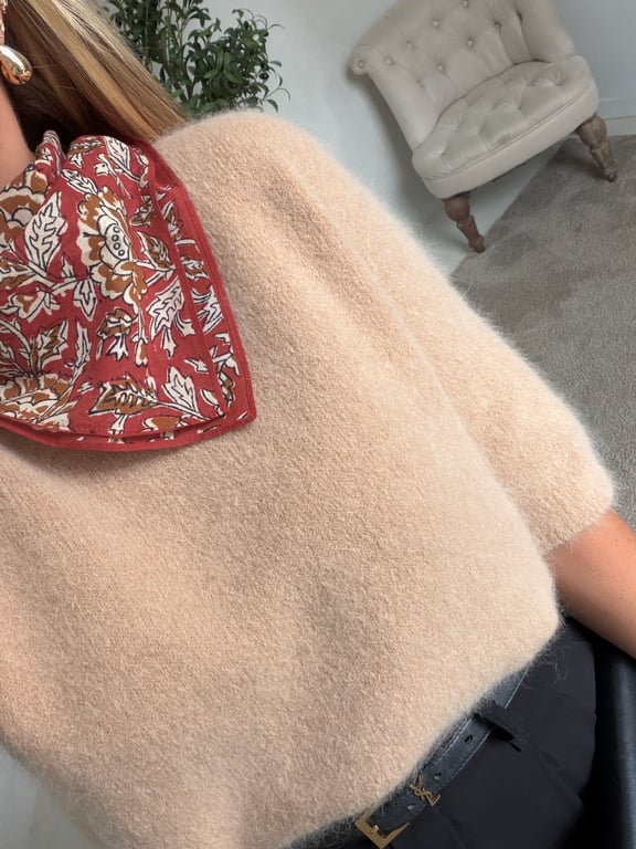 Petit foulard terracotta motifs fleuri
