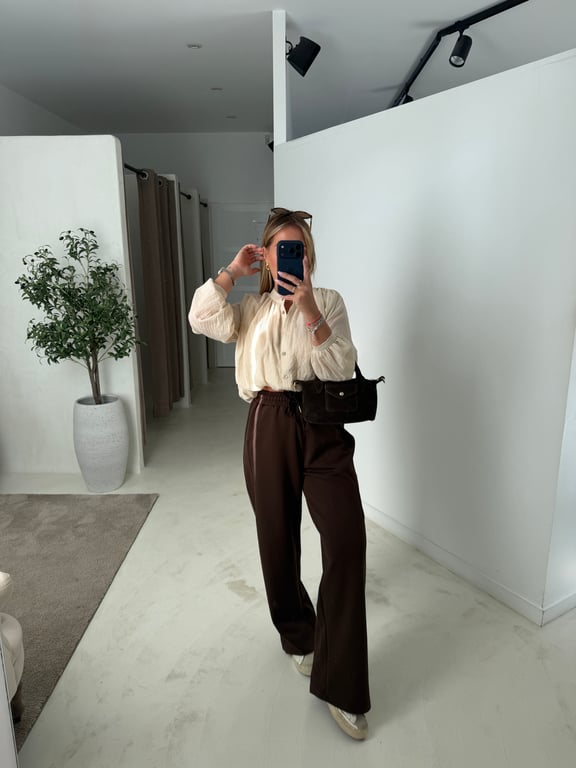 Blouse en coton beige