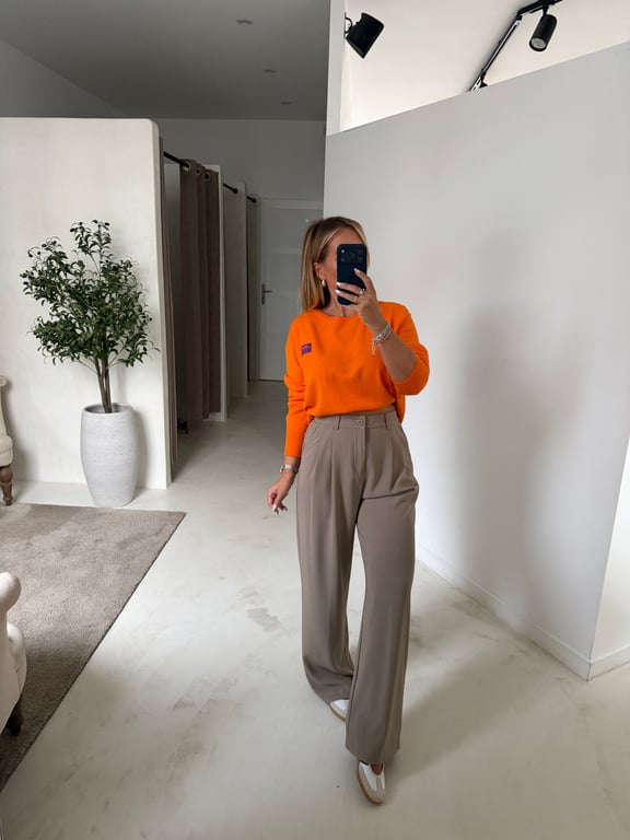 Pull col rond orange flashy