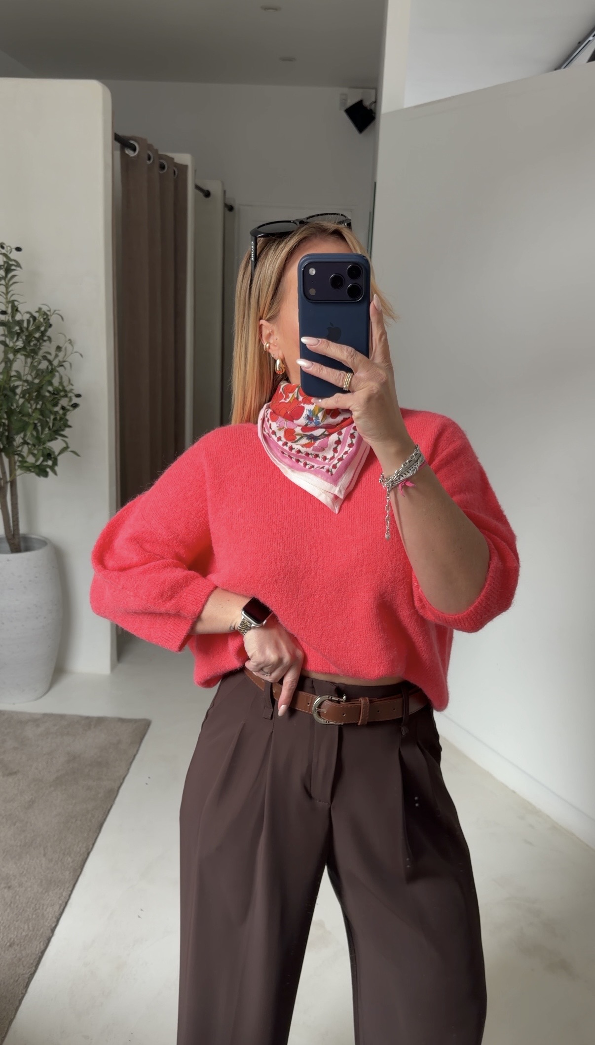 Pull manches courtes corail — vue 2