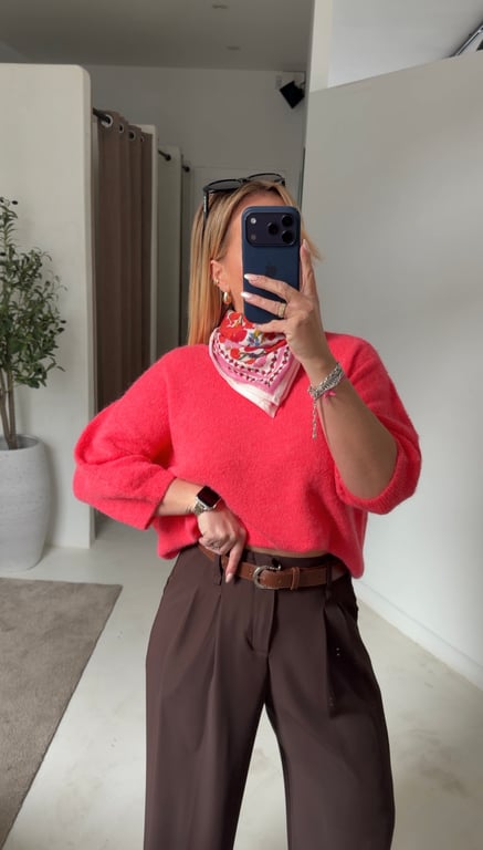 Pull manches courtes corail — vue alternative