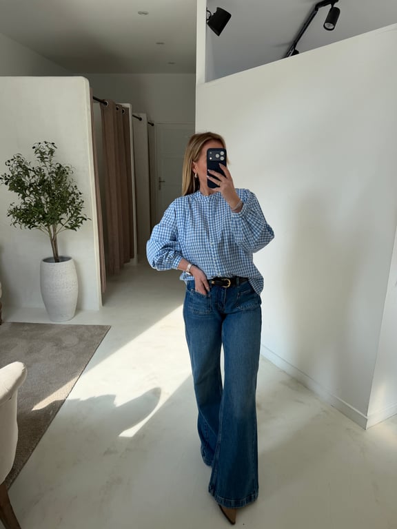 Chemisier à carreaux col mao - Blouses & Chemisiers | Sodress