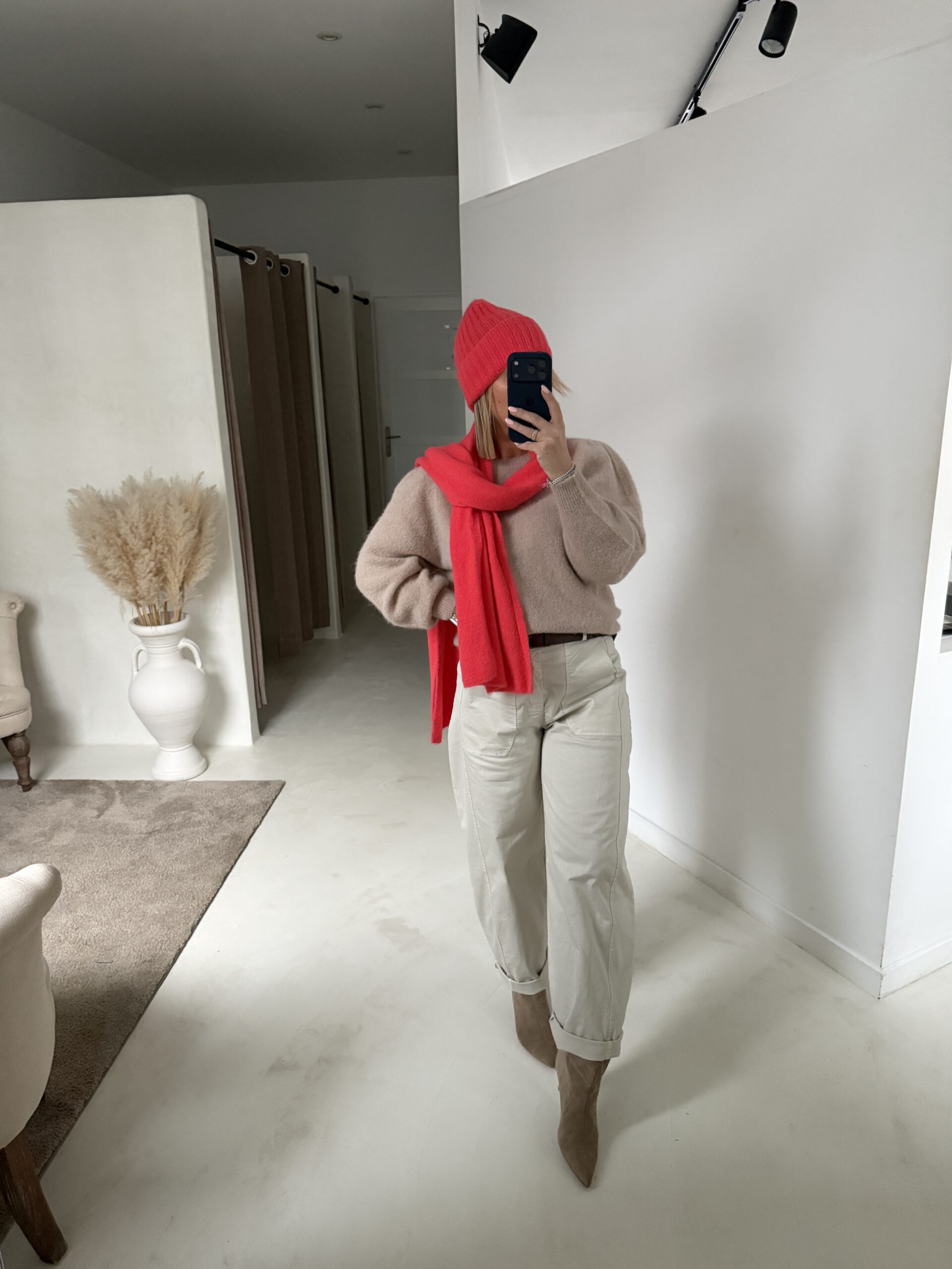 Écharpe avec alpaga corail fluo — vue 2