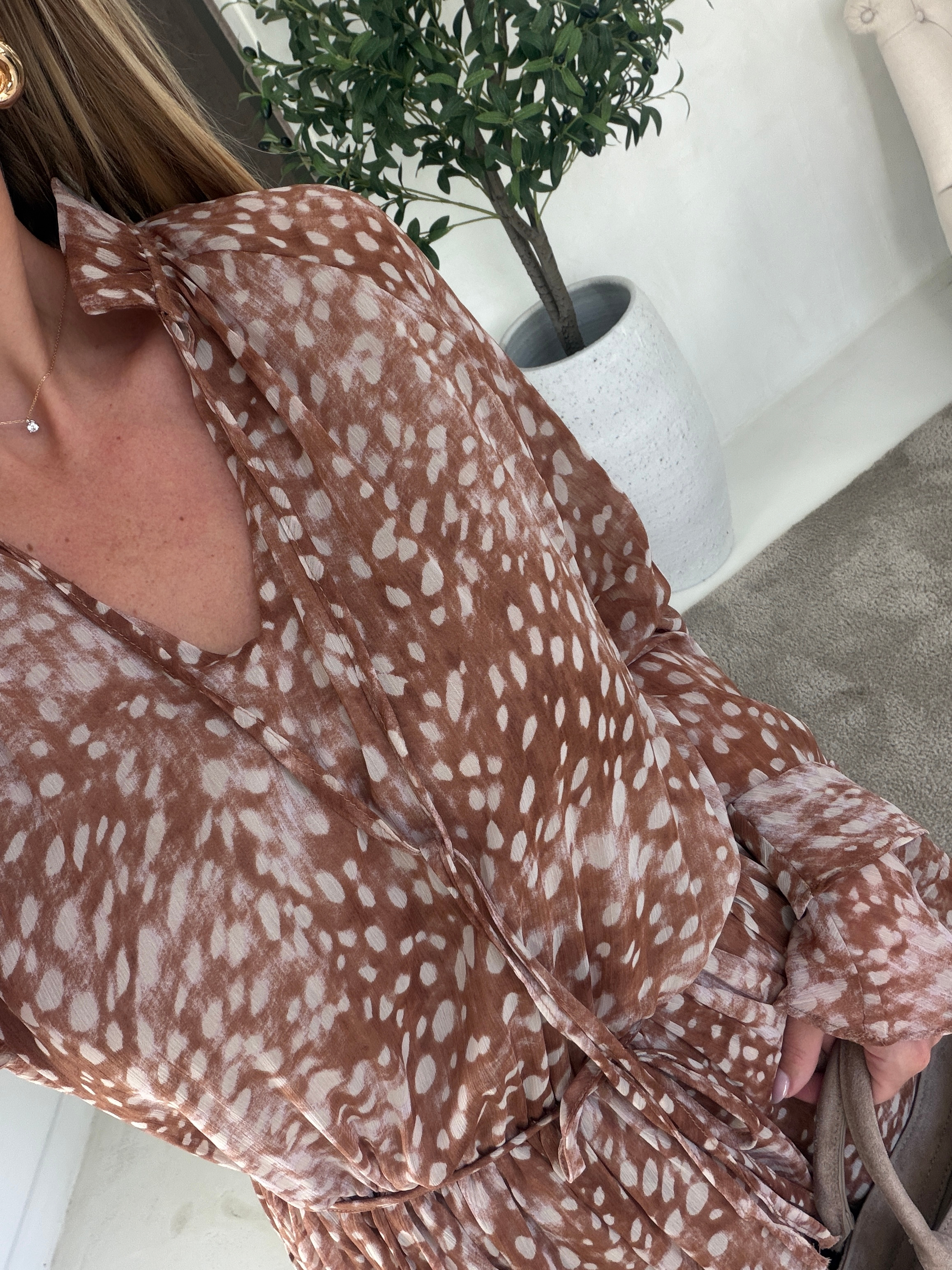 Robe à imprimé biche camel — vue 2