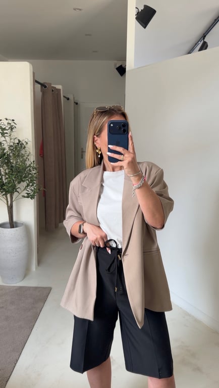 Blazer taupe manches courtes