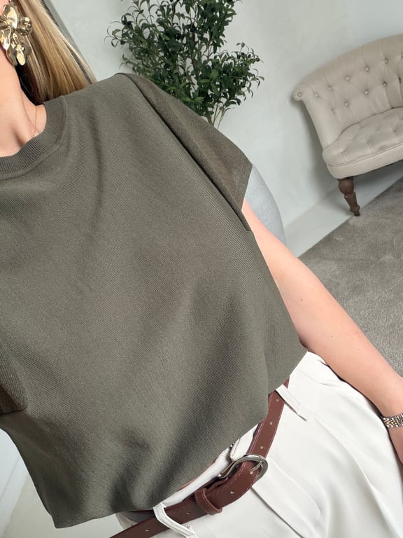 T-shirt kaki avec manches transparentes - Tops & T-shirts | Sodress - Vue alternative