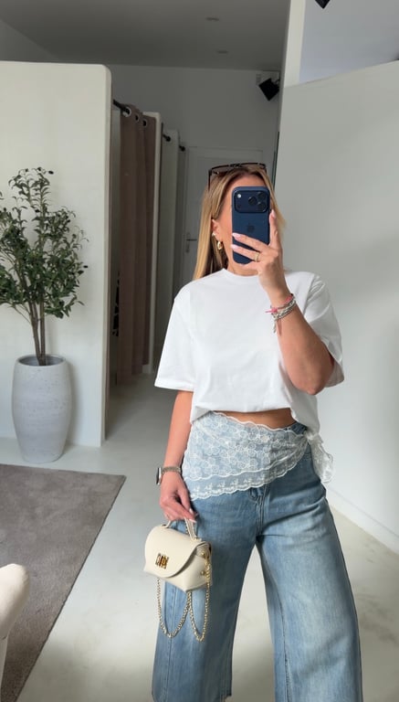 Foulard de taille en dentelle blanc