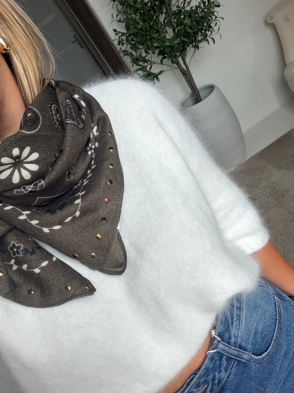 Foulard kaki bandana clous argentés