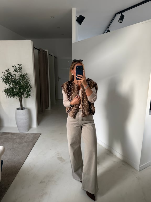 Gilet sans manches à motifs biche marron