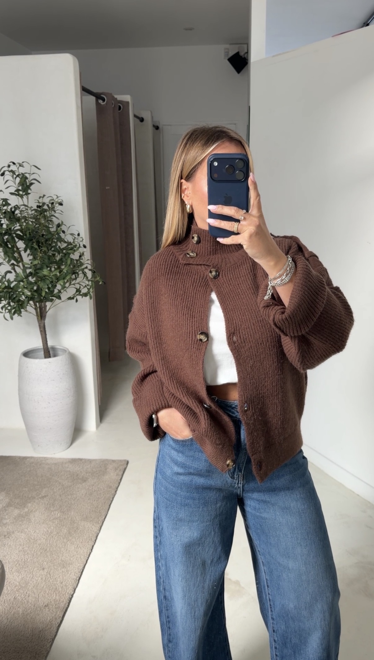 Gilet oversize côtelé marron — vue 2