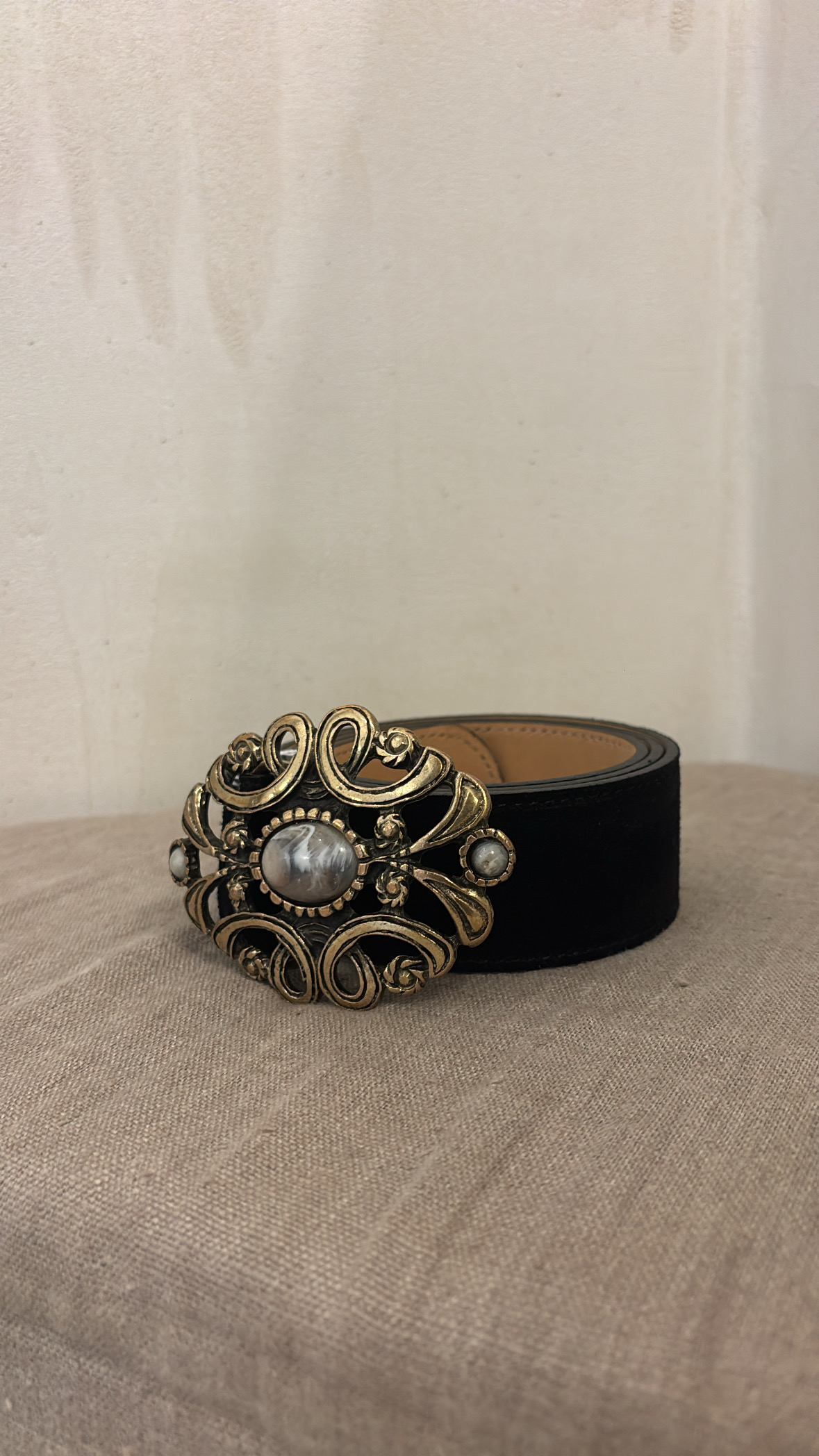Ceinture cuir velours boucle baroque bijou — vue 3