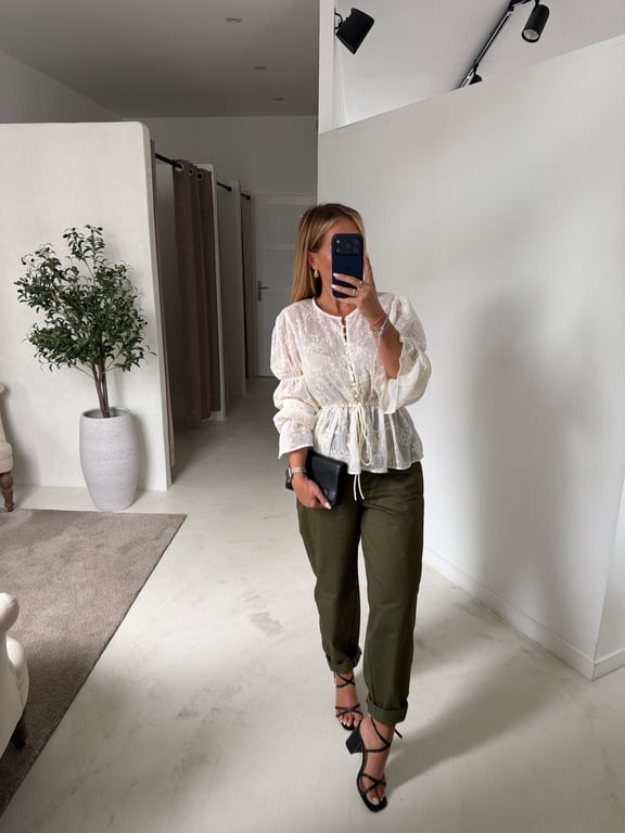 Pantalon barrel kaki