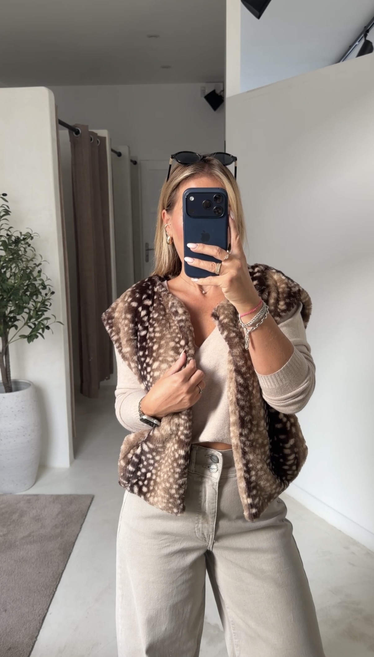 Gilet sans manches à motifs biche marron — vue 2