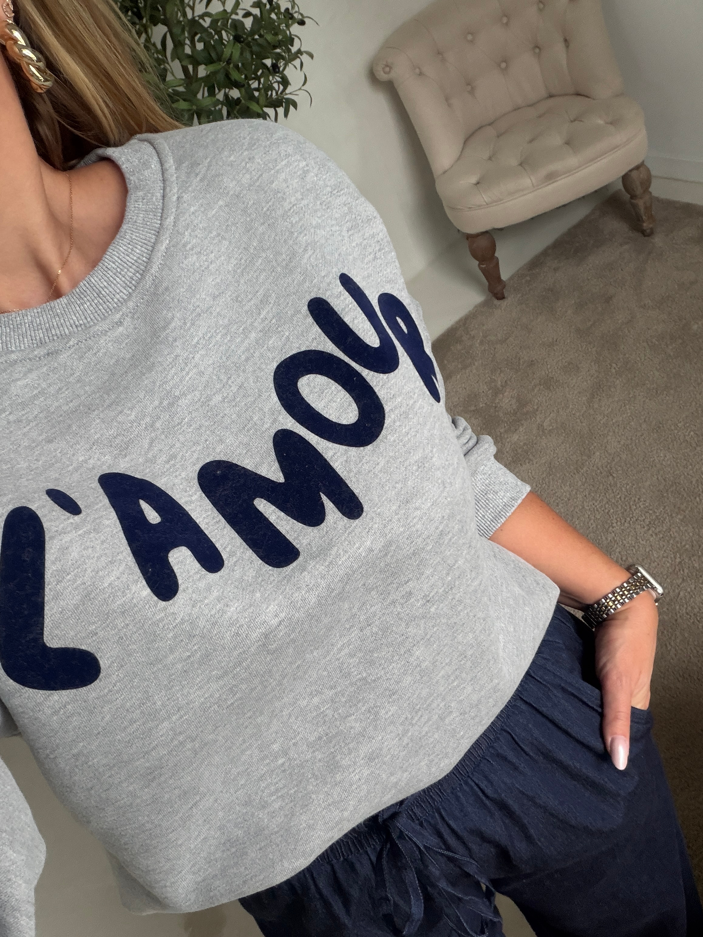 Sweat gris « l’amour » — vue 2