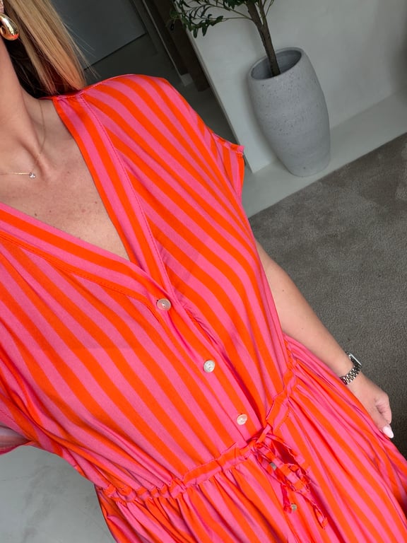 Robe longue à rayures rose et orange — vue alternative