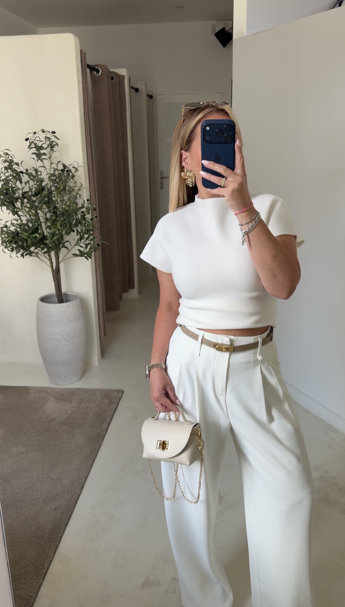 Top en maille col montant blanc — vue 2