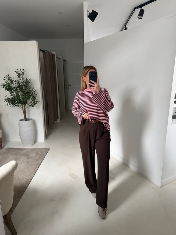 Pull marinière marron et rose oversize - Pulls, gilets & sweats | Sodress