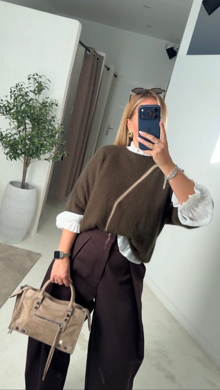 Pull manches 3/4 kaki — vue alternative