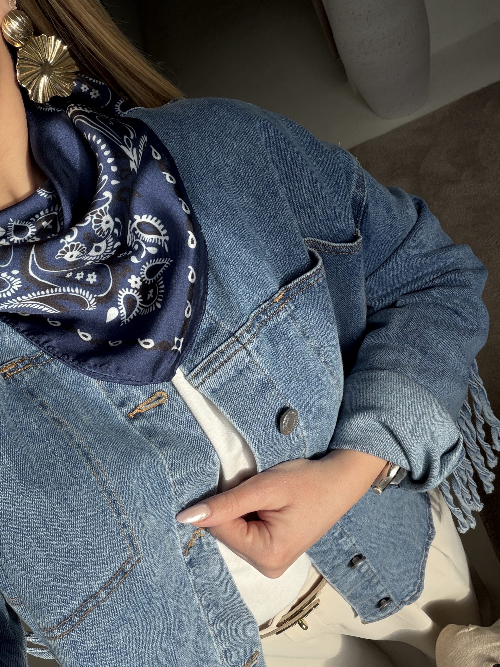 Foulard bandana bleu marine effet soie - Accessoires | Sodress