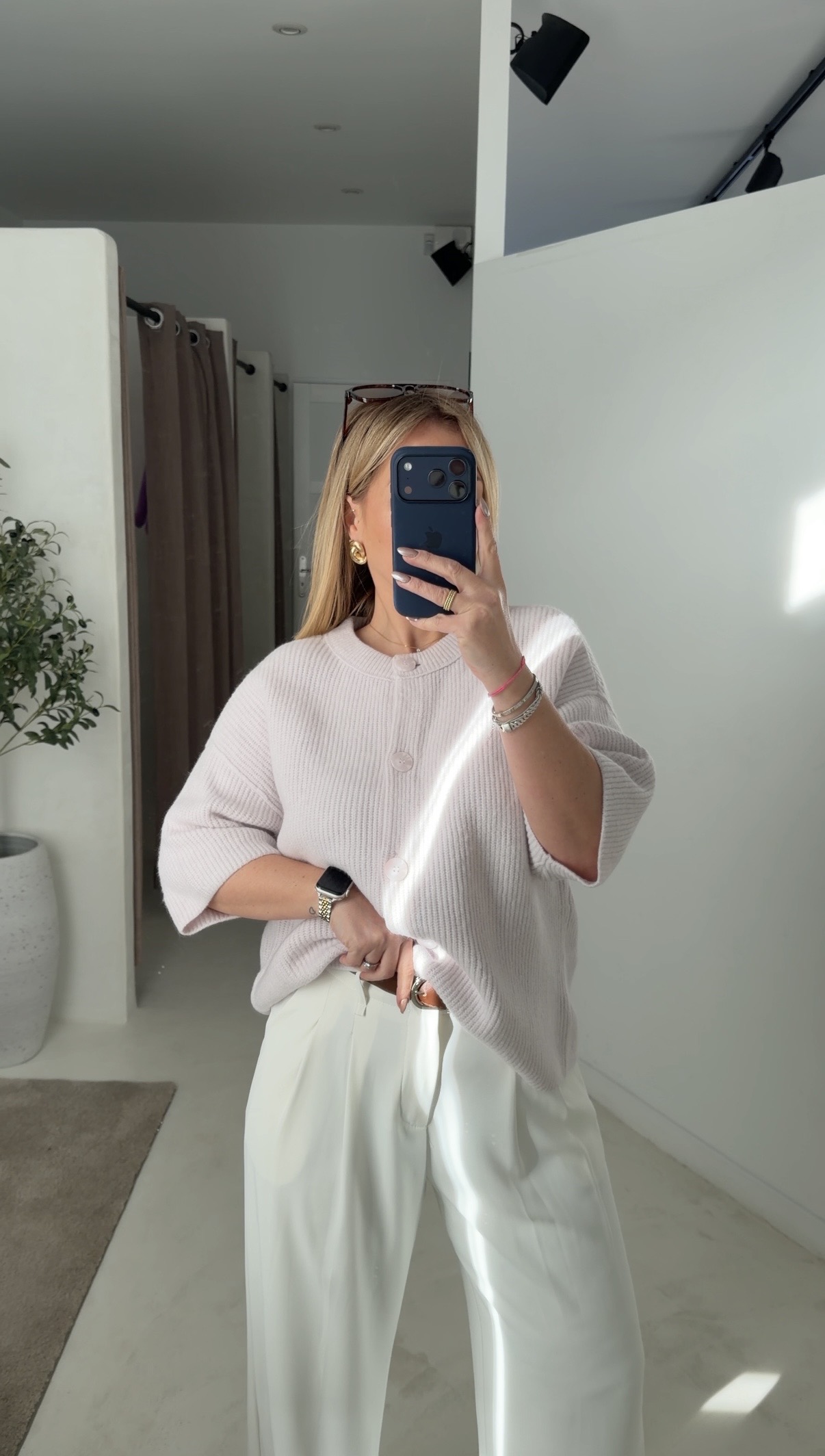 Gilet manches 3/4 rose très pâle — vue 2