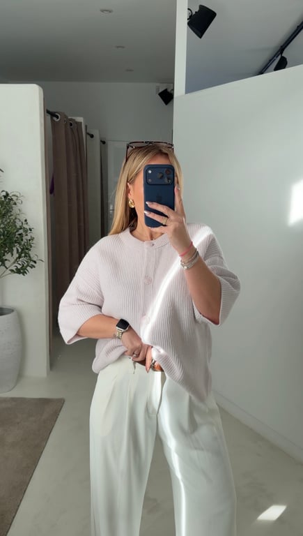 Gilet manches 3/4 rose très pâle — vue alternative