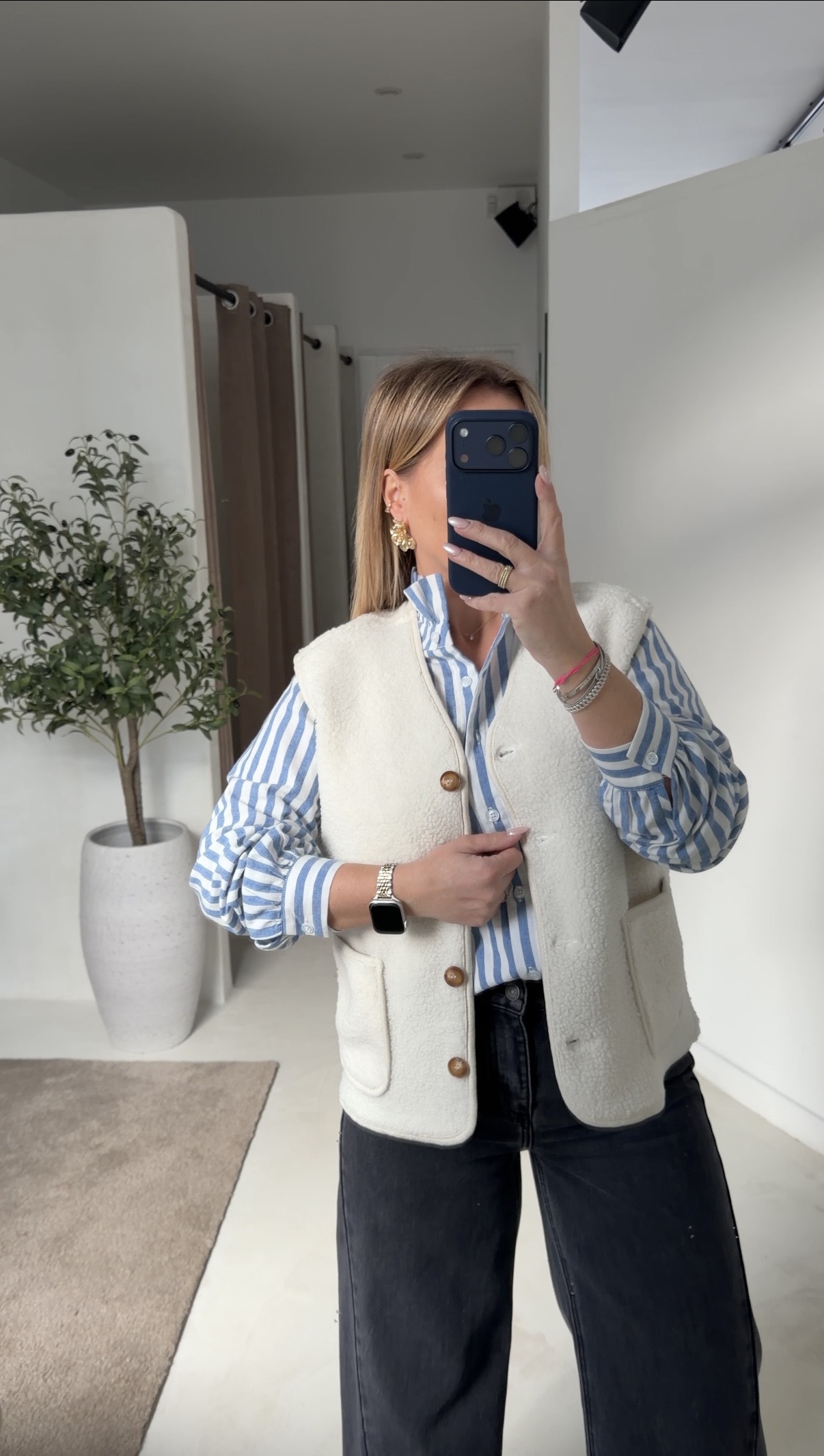 Gilet sans manches molletoné écru — vue 2