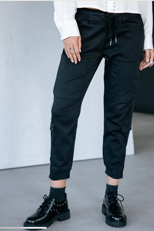 Pantalon cargo noir élastiqué - Outlet | Sodress