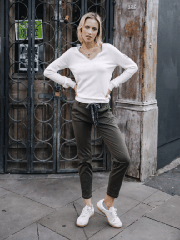 Pantalon chino kaki avec ceinture — vue alternative