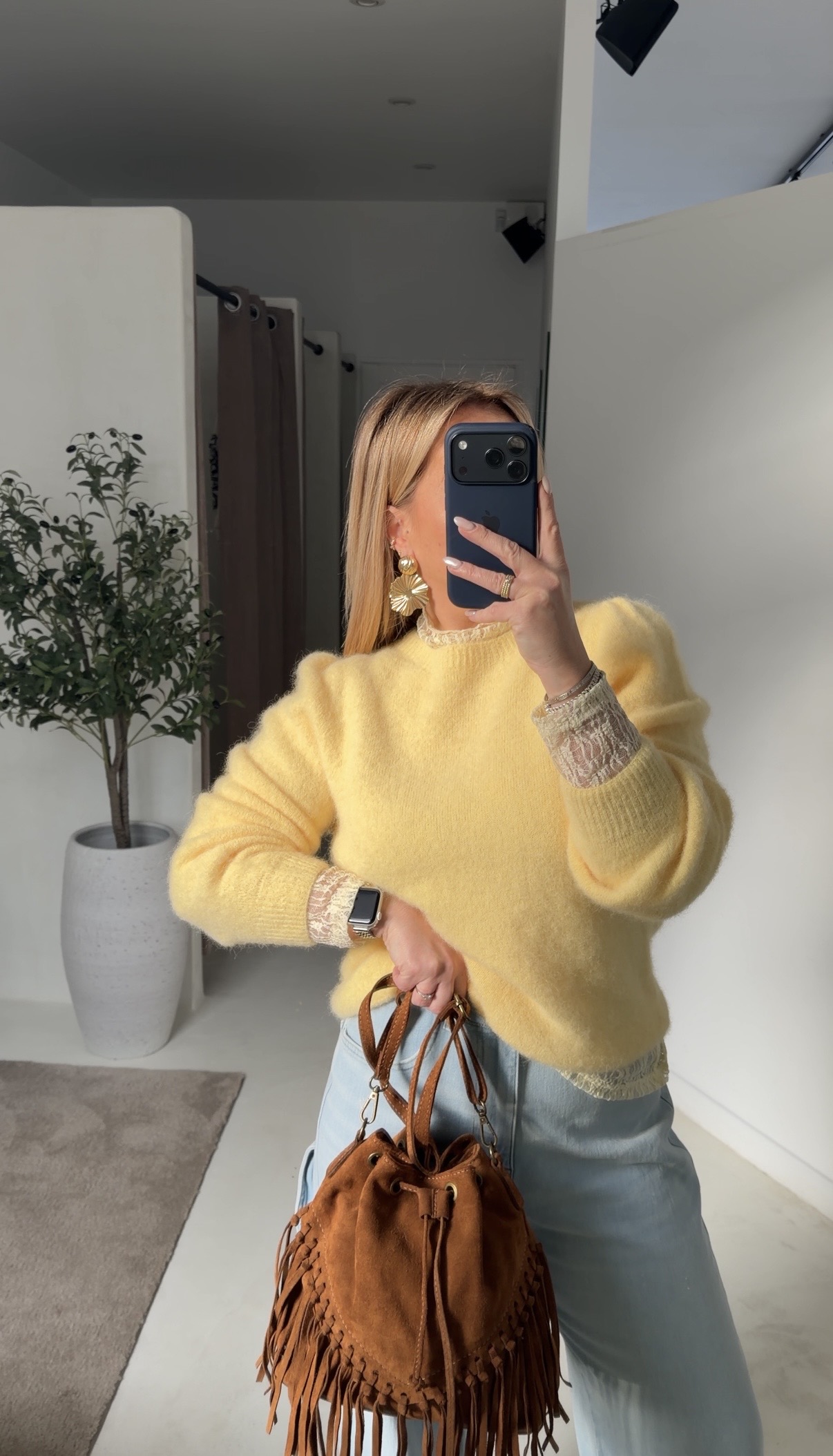Pull à épaulettes jaune — vue 2