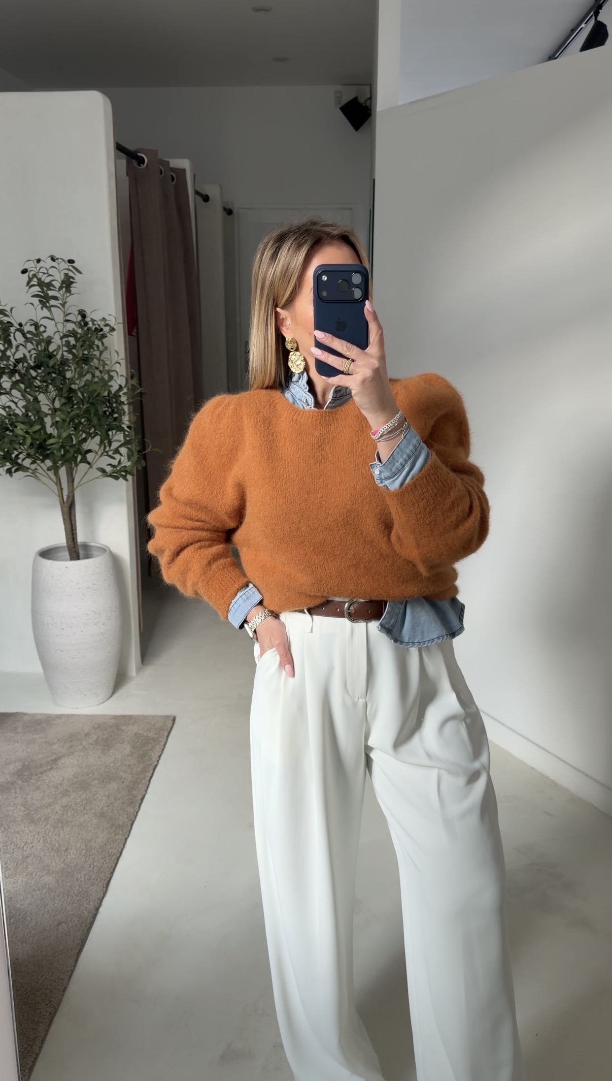 Pull à épaulettes ocre — vue 2