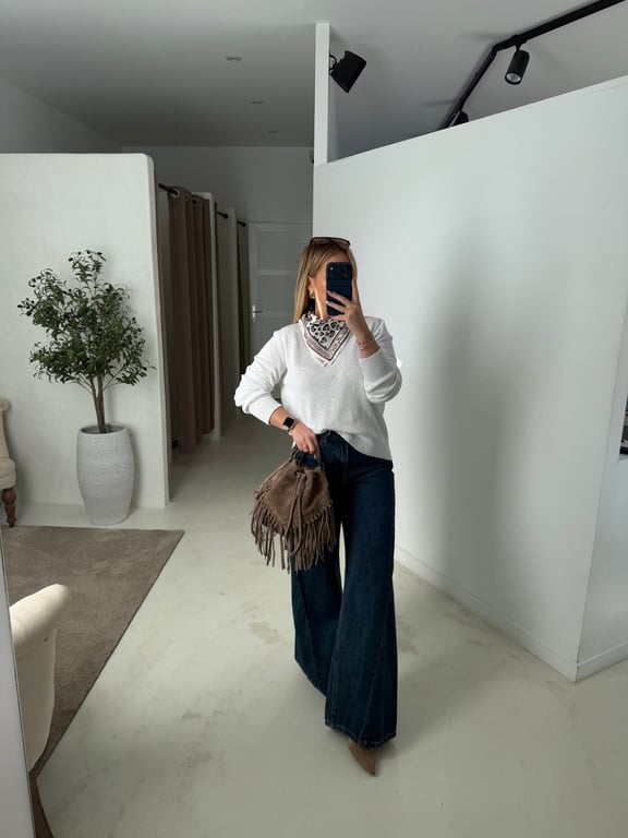 Pull en maille fine blanc