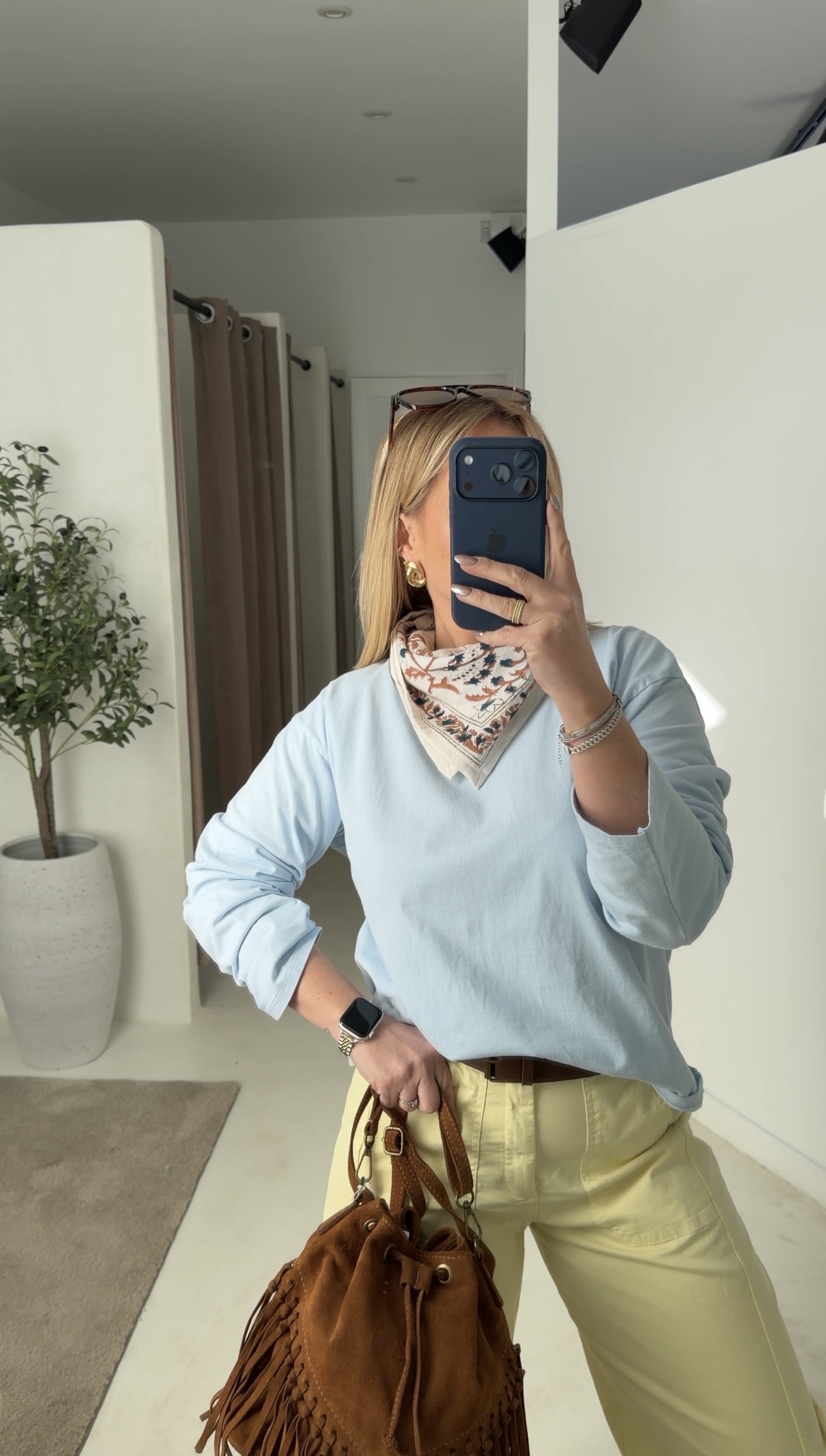 T-shirt manches longues bleu ciel oversize — vue 2