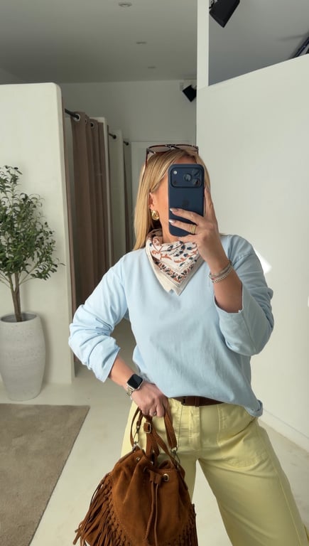 T-shirt manches longues bleu ciel oversize - Prêt-à-porter | Sodress - Vue alternative