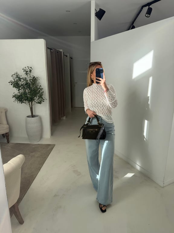 Top manches longues en dentelle blanc - Prêt-à-porter | Sodress