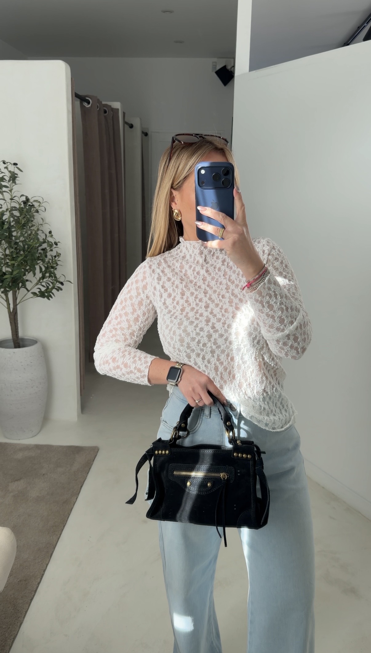 Top manches longues en dentelle blanc — vue 2