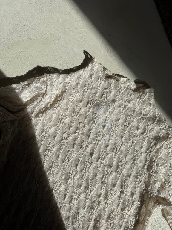 Top manches longues en dentelle écru - Prêt-à-porter | Sodress