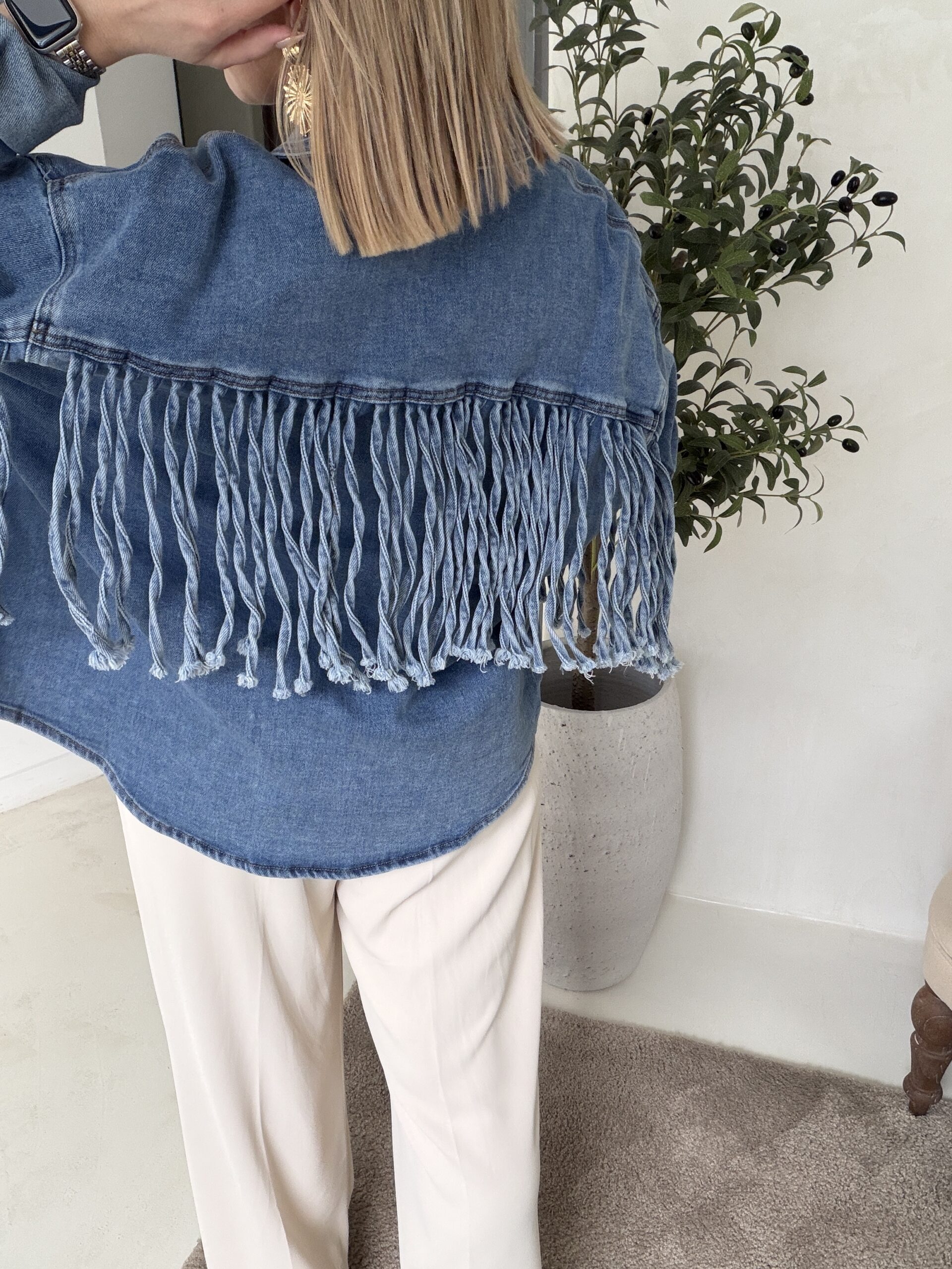 Veste en jean avec franges dans le dos - Prêt-à-porter | Sodress - Vue alternative