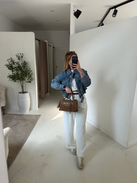 Veste en jean courte avec poches sur le devant - Prêt-à-porter | Sodress