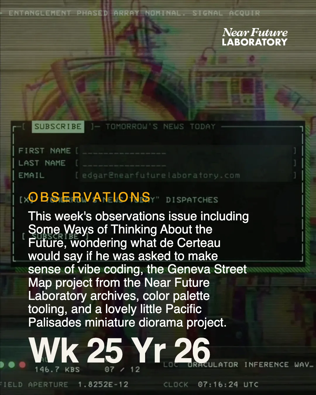 Near Future Laboratory newsletter Week 25 Year 26 4x5 social card