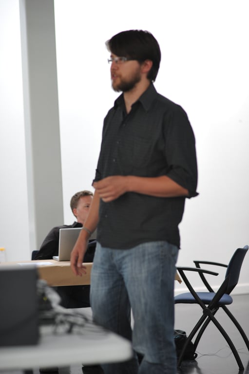 Photograph from Design Engaged 2008 in Montréal; tagged mike migurski.
